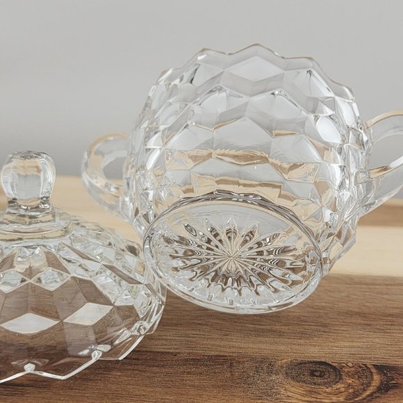 Colony Whitehall Clear Covered Sugar Bowl cube cubist glass midcentury vintage - Picture 14 of 16